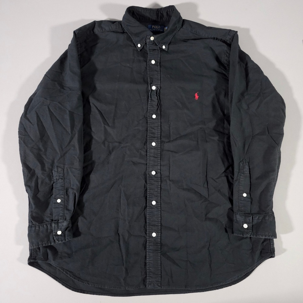 Polo Ralph Lauren Button Down Shirt Mens 1XB Black Red Pony Long Sleeve Cotton